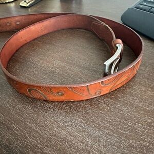 Martin Dingman Tan Leather Belt with Silver Buckle